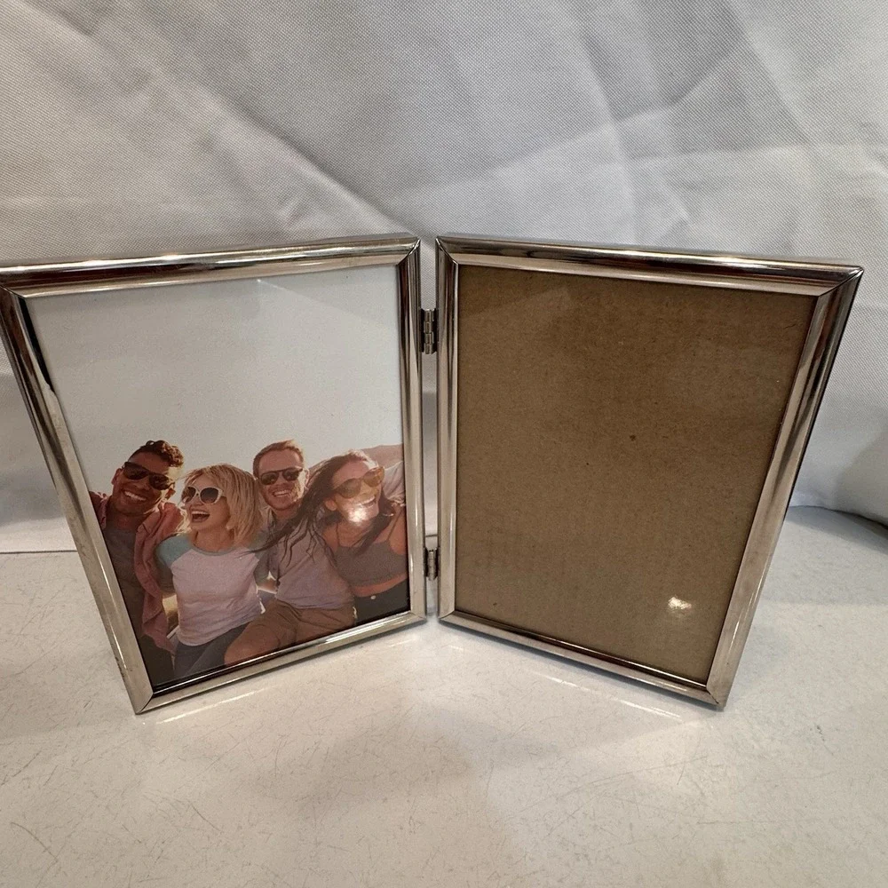 5x7 Double Hinged‎ Picture Frame Two Photo Folding Frames Wedding Family Collage